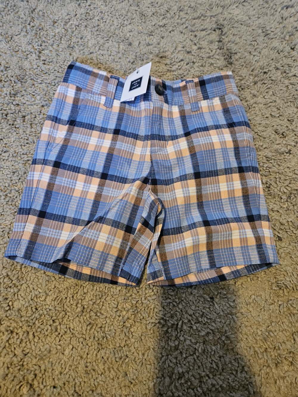 Janie and Jack Blue & Tan Plaid Kids' Shorts